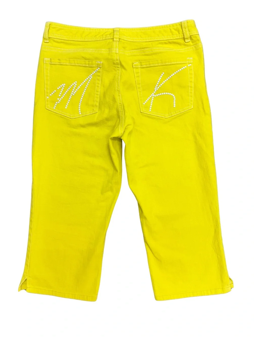 Michael Kors Women’s Bright Yellow MK Detail on Back Pocket Capri Jeans Size 6